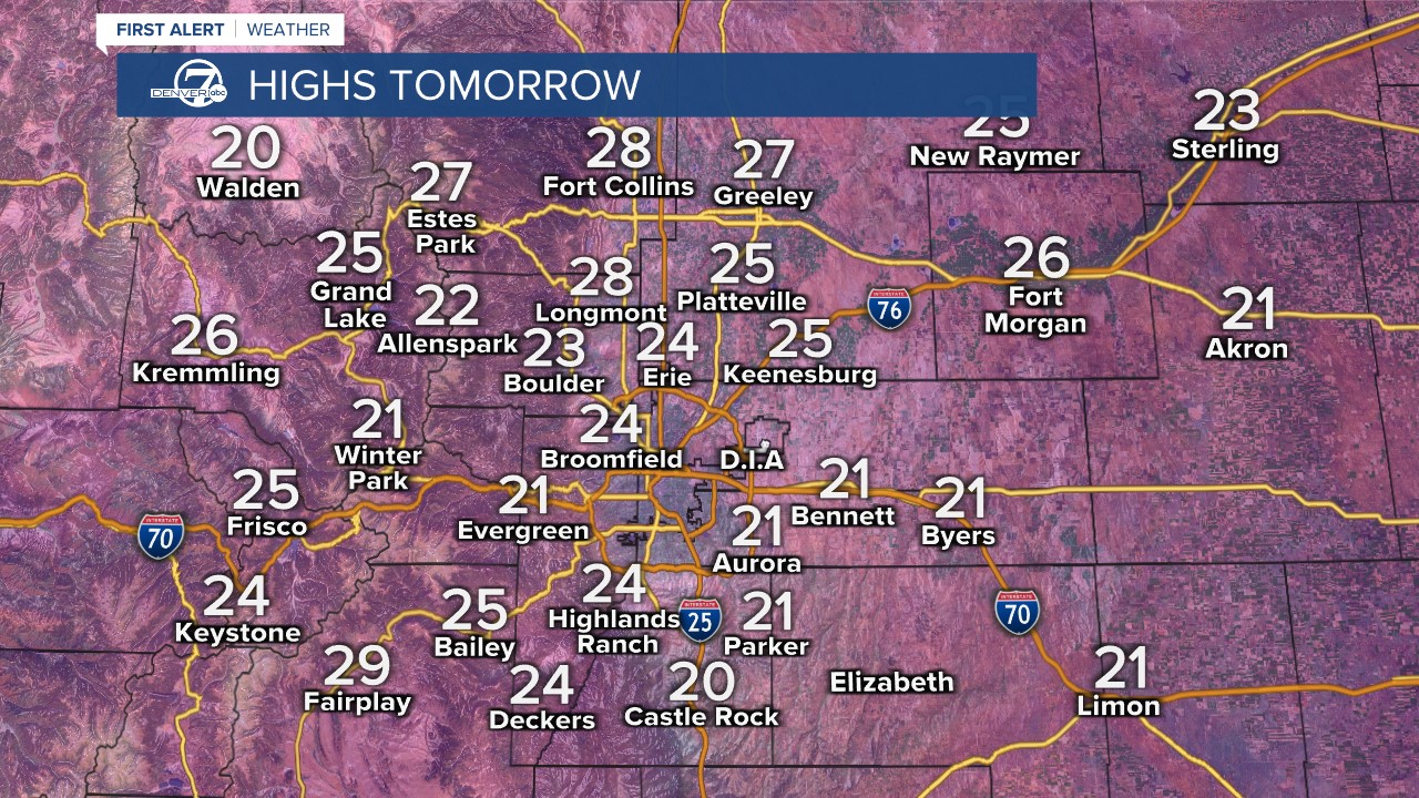 Front range highs tomorrow