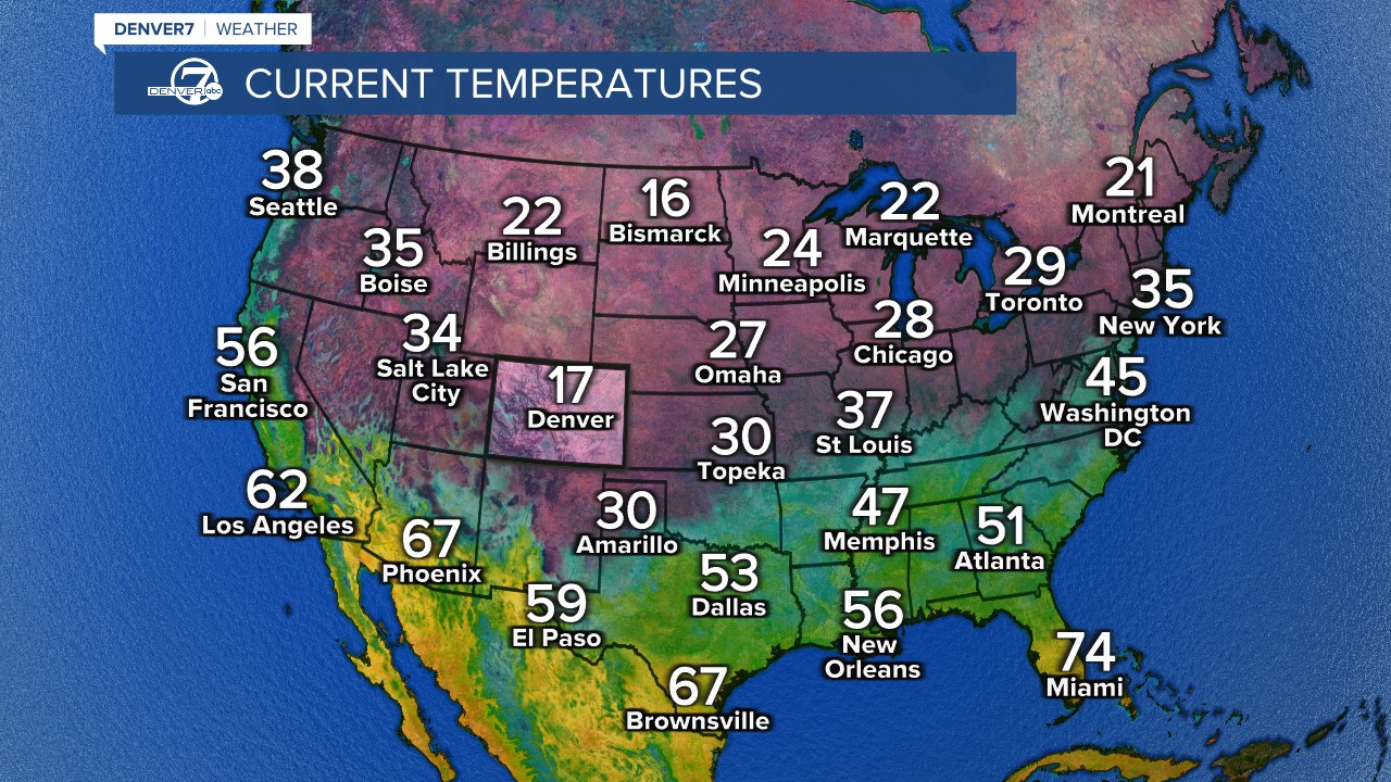 Current national temperatures