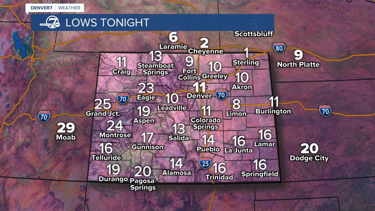 Statewide lows for tonight